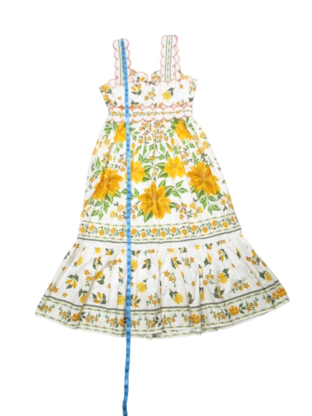 Farm Rio x Anthropologie Sleeveless Scallop-Trim Printed Midi Dress S - Picture 9 of 15